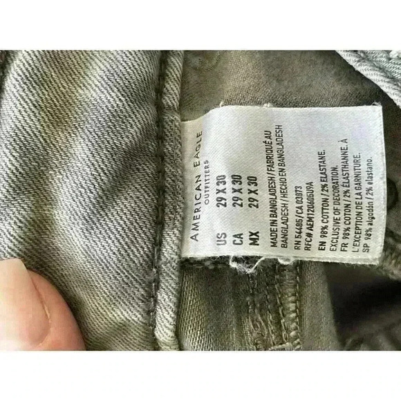 American Eagle Jeans Mens 29x30 Gray Athletic Fit Denim Stretch Airflex - Picture 5 of 5